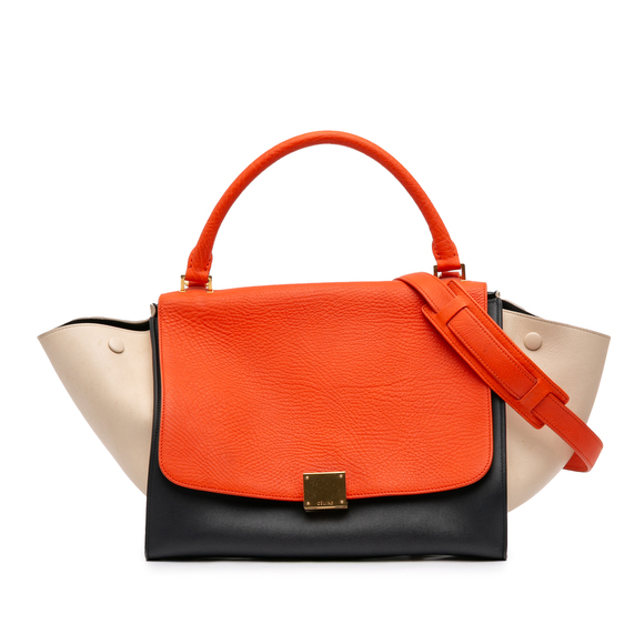 Celine Handbags - Pre-Loved Celine Medium Tricolor Leather Trapeze Satchel